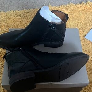 Franco Sarto Black Leather Zip Boots